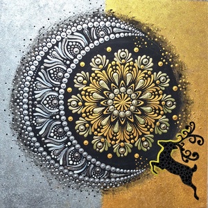 Pontozott mandala - Szarvas, arany-ezüst - Meska.hu