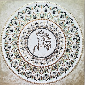 Pontozott mandala - Ló, Otthon & Lakás, Dekoráció, Spiritualitás, Mandala, Festészet, Meska