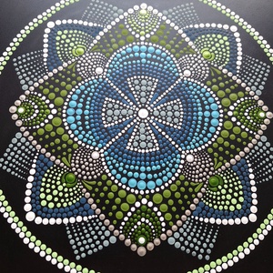 Pontozott mandala - kék,zöld, szürke - otthon & életmód - dekoráció - spiritualitás - mandala - Meska.hu