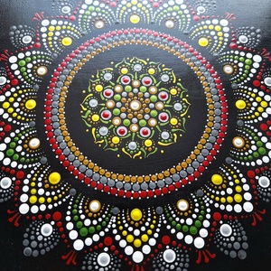 Pontozott mandala - vörös, sárga, zöld - otthon & életmód - dekoráció - spiritualitás - mandala - Meska.hu