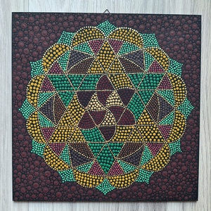 Pontozott mandala - felfele, lefele néző háromszögek, Otthon & Életmód, Dekoráció, Spiritualitás, Mandala, Festészet, MESKA