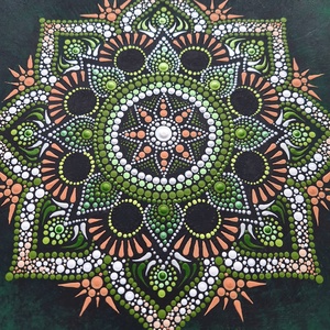 Pontozott mandala - Narancs, zöld - otthon & életmód - dekoráció - spiritualitás - mandala - Meska.hu