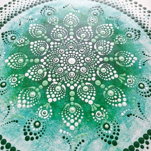 Pontozott mandala -  Zöld, fehér - otthon & életmód - dekoráció - spiritualitás - mandala - Meska.hu
