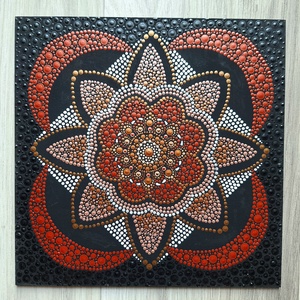 Pontozott mandala - Bordó, fehér, Otthon & Életmód, Dekoráció, Spiritualitás, Mandala, Festészet, MESKA