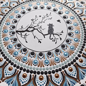Pontozott mandala - cica, kék - otthon & életmód - dekoráció - spiritualitás - mandala - Meska.hu