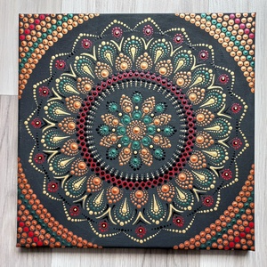 Pontozott mandala- bronz, zöld, bordó - Meska.hu