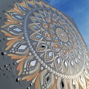 Pontozott mandala- Tükörmozaik, szürke, Otthon & Életmód, Dekoráció, Spiritualitás, Mandala, Festészet, MESKA
