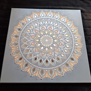 Pontozott mandala- Tükörmozaik, szürke - otthon & életmód - dekoráció - spiritualitás - mandala - Meska.hu
