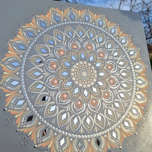 Pontozott mandala- Tükörmozaik, szürke - otthon & életmód - dekoráció - spiritualitás - mandala - Meska.hu