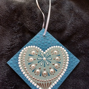 Pontozott mandala- Szív akasztós, kék, Otthon & Életmód, Dekoráció, Spiritualitás, Mandala, Festészet, MESKA