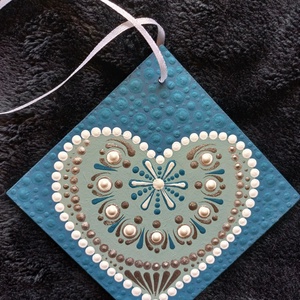 Pontozott mandala- Szív akasztós, kék - otthon & életmód - dekoráció - spiritualitás - mandala - Meska.hu