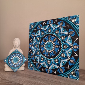 Pontozott mandala - tükrös, kék - otthon & életmód - dekoráció - spiritualitás - mandala - Meska.hu