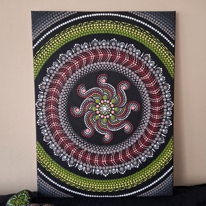 Pontozott mandala - Forgó, Otthon & Lakás, Dekoráció, Spiritualitás, Mandala, Festészet, MESKA