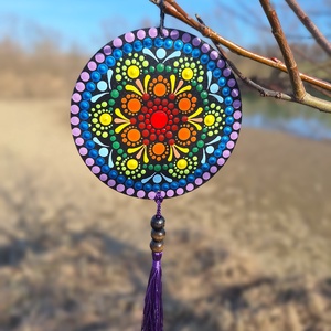 Pontozott mandala - 2 oldalas függő, Otthon & Életmód, Dekoráció, Spiritualitás, Mandala, Festészet, MESKA