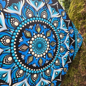 Pontozott mandala - tükrös, kék, Otthon & Életmód, Dekoráció, Spiritualitás, Mandala, Festészet, MESKA