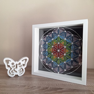Pontozott mandala - Élet Virága, keretben, Otthon & Életmód, Dekoráció, Spiritualitás, Mandala, Festészet, MESKA