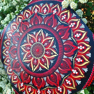 Pontozott mandala - Vörös, Gyökércsakra mandala - otthon & életmód - dekoráció - spiritualitás - mandala - Meska.hu