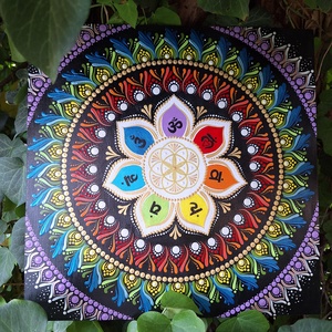 Pontozott mandala- 7 csakra virág, Otthon & Életmód, Dekoráció, Spiritualitás, Mandala, Festészet, MESKA