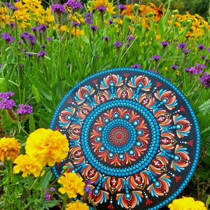 Pontozott mandala - Narancs, türkiz mandala - otthon & életmód - dekoráció - spiritualitás - mandala - Meska.hu