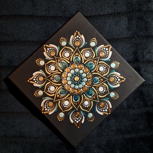 Pontozott mandala - Bőség, egészség - otthon & életmód - dekoráció - kép & falikép - vászonkép - Meska.hu