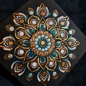 Pontozott mandala - Bőség, egészség, Otthon & Életmód, Dekoráció, Kép & Falikép, Vászonkép, Festészet, MESKA