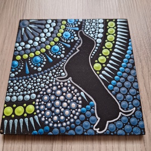 Pontozott mandala- Hűtőmágnes tacskó - otthon & életmód - dekoráció - spiritualitás - mandala - Meska.hu