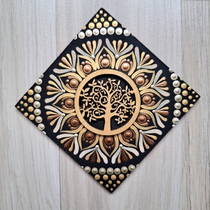 Pontozott mandala- Hűtőmágnes Életfa, Otthon & Életmód, Dekoráció, Spiritualitás, Mandala, Festészet, MESKA