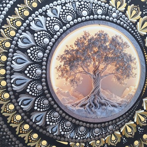 Pontozott mandala - Nap-Hold-Életfa - otthon & életmód - dekoráció - spiritualitás - mandala - Meska.hu