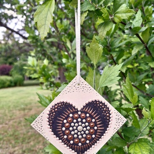 Pontozott mandala - Szív függő, Otthon & Életmód, Dekoráció, Spiritualitás, Mandala, Festészet, MESKA