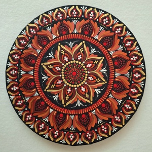 Pontozott mandala- Vörös- narancs - Meska.hu