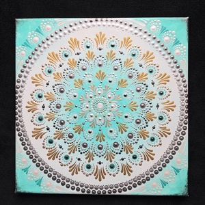 Pontozott mandala - Türkiz Harmónia, Otthon & Életmód, Dekoráció, Spiritualitás, Mandala, Festészet, MESKA