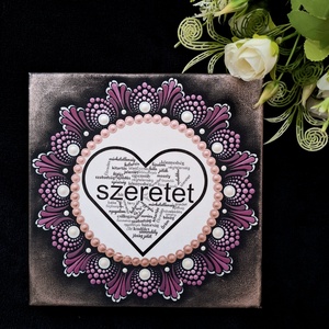 Pontozott mandala - Szeretet, Otthon & Életmód, Dekoráció, Kép & Falikép, Vászonkép, Festészet, MESKA