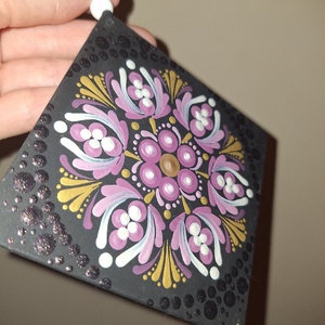 Pontozott mandala - Mályva-arany függő - Meska.hu
