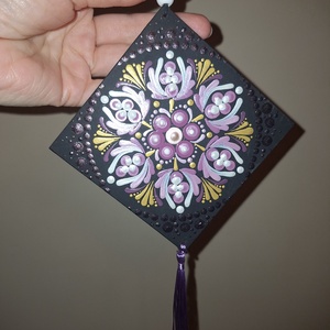 Pontozott mandala - Mályva-arany függő - otthon & életmód - dekoráció - spiritualitás - mandala - Meska.hu
