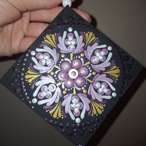 Pontozott mandala - Mályva-arany függő - otthon & életmód - dekoráció - spiritualitás - mandala - Meska.hu