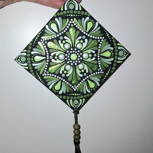 Pontozott mandala - Zöld függő - Meska.hu