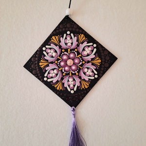 Pontozott mandala - Mályva-arany függő - Meska.hu