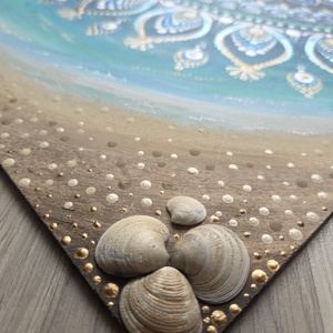 Tengerparti mandala valódi kagylókkal - 30�50 cm - otthon & életmód - dekoráció - spiritualitás - mandala - Meska.hu