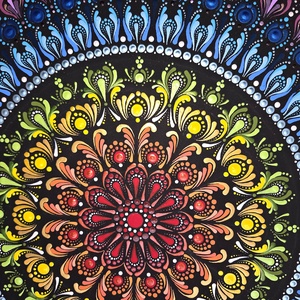 Szivárvány Csakra Mandala - Kézzel festett pontozott mandala 30�50 cm - otthon & életmód - dekoráció - spiritualitás - mandala - Meska.hu