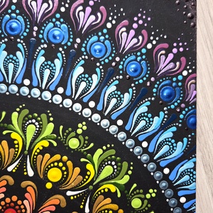 Szivárvány Csakra Mandala - Kézzel festett pontozott mandala 30�50 cm - otthon & életmód - dekoráció - spiritualitás - mandala - Meska.hu