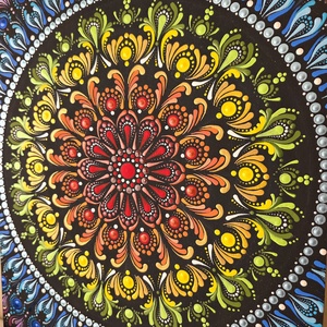 Szivárvány Csakra Mandala - Kézzel festett pontozott mandala 30�50 cm - otthon & életmód - dekoráció - spiritualitás - mandala - Meska.hu