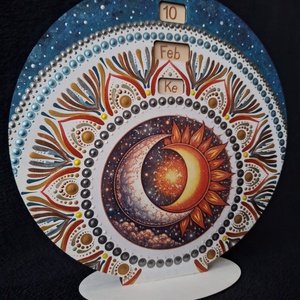 Öröknaptár - Nap-Hold, kézzel készített dekoráció, Otthon & Életmód, Dekoráció, Spiritualitás, Mandala, Festészet, MESKA