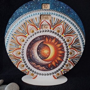 Öröknaptár - Nap-Hold, kézzel készített dekoráció - otthon & életmód - dekoráció - spiritualitás - mandala - Meska.hu