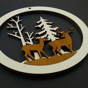 Szarvasos ajtódísz, 15cm, natúr / pácolt - karácsony - adventi díszek - adventi ajtódísz - Meska.hu