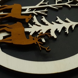 Szarvasos ajtódísz, 15cm, natúr / pácolt - karácsony - adventi díszek - adventi ajtódísz - Meska.hu