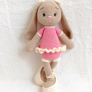 Nyuszi balerina - horgolt - 25 cm - játék & sport - plüssállat & játékfigura - nyuszi - Meska.hu