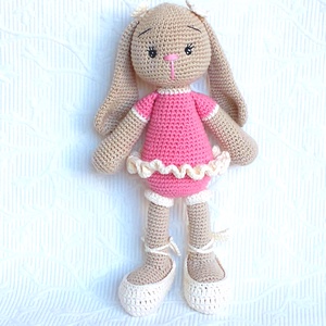 Nyuszi balerina - horgolt - 25 cm - játék & sport - plüssállat & játékfigura - nyuszi - Meska.hu