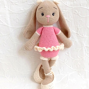 Nyuszi balerina - horgolt - 25 cm  - játék & sport - plüssállat & játékfigura - nyuszi - Meska.hu