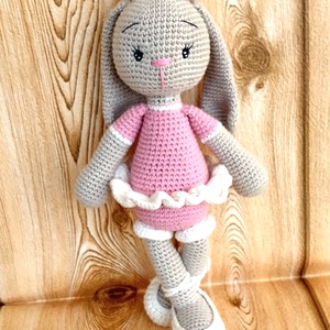 Balerina Nyuszi -rózsaszín - drapp -amigurumi - horgolt nyuszi lány - Meska.hu