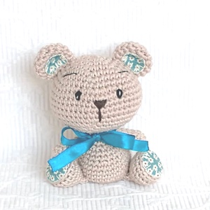 Maci horgolt marok állat - türkiz - szalag - amigurumi -horgolt figura - játék & sport - plüssállat & játékfigura - maci - Meska.hu